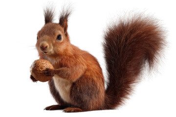 Obraz premium Adorable Red Squirrel Holding Nut