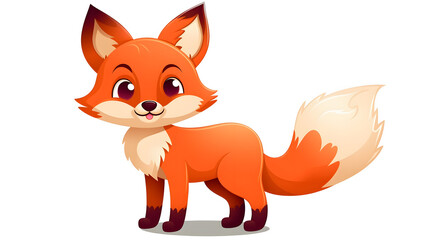Fototapeta premium Vintage Style Cartoon Illustration of a Cute Little Fox Character in Vector Art