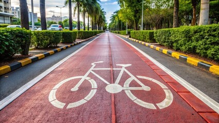 Bike lane in Bangkok with painted road markings for cyclists only