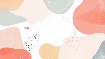 Fototapeta premium Abstract pastel watercolor background with fluid shapes and splatters