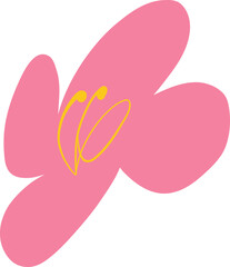 Pink flower with yellow stamens, concept of nature and beauty.