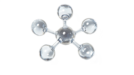 Transparent 3d molecules isolated on transparent background. PNG