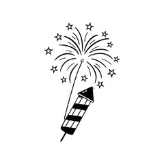 Black Silhouette Of Celebration Fireworks Display On White Background Festive Holiday Vector Illustration Party Celebration Element