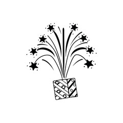 Black Silhouette Of Celebration Fireworks Display On White Background Festive Holiday Vector Illustration Party Celebration Element