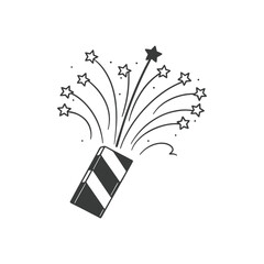 Black Silhouette Of Celebration Fireworks Display On White Background Festive Holiday Vector Illustration Party Celebration Element