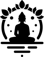 silhouette illustration sketch logo icon design symbol of serenity buddha in meditation emptiness