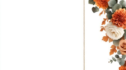Elegant Floral Arrangement with Orange and Cream Flowers on White