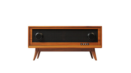 Obraz premium Wooden TV cabinet for home interior decoration, isolated on transparent background. PNG