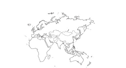 Blank Eurasia continent map showcasing geographical borders for educational resources