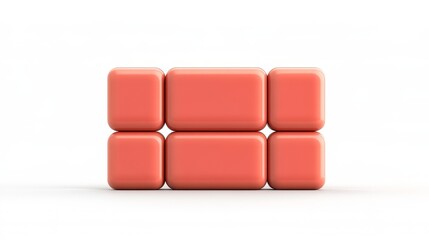 Coral Building Blocks on White Background for Playful Design Projects