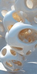 Surreal Floating Golden Orbs with White Shells in Ethereal Dreamscape Impressionistic Abstraction