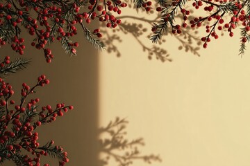 Festive Berry Arrangement Modern Studio Photo Warm Lighting Close-Up Holiday Spirit