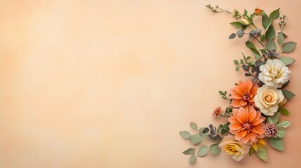 Beautiful Floral Arrangement on Soft Orange Background for Design