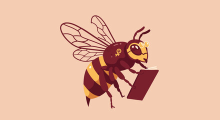 Stylized Bee with Detailed Wings and Bold Color Scheme