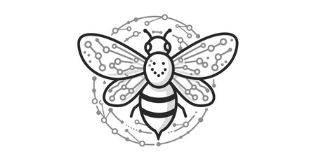 Stylized Butterfly Wing with Circuitry Pattern and Bold Outline Design