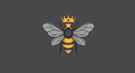 Obraz premium Stylized Gray Bee Illustration with Detailed Wing Veins and Antennae