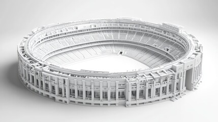 Side profile of open stadium showing interior bowl layers and access tunnels in linear form