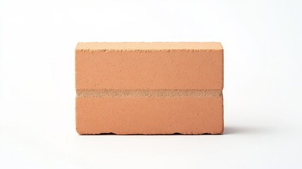 Solid Clay Brick with Smooth Surface on White Background