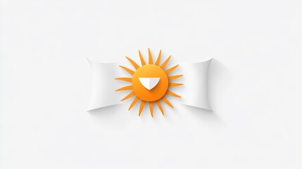 Bright and Modern Sun Icon with White Ribbon Background