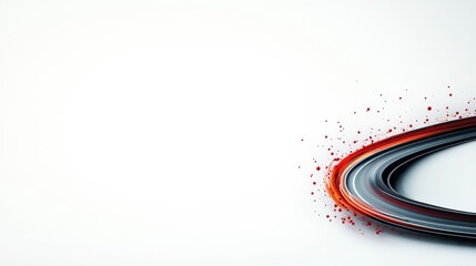 Curved Line with Red Splashes on Light Background for Design Use