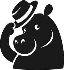 Animal vector silhouette of a hippo