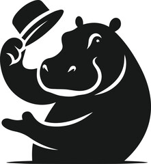 Animal vector silhouette of a hippo