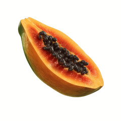 Ripe Papaya Slice Isolated on Pale Yellow Transparent background