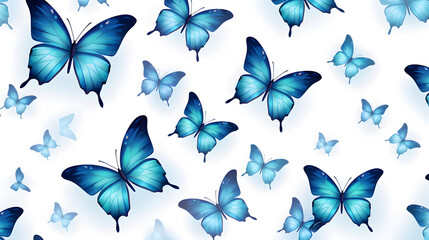 Intricate Seamless Decorative Pattern with Blue Butterflies for Elegant Designs
