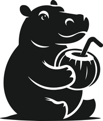 Animal vector silhouette of a hippo