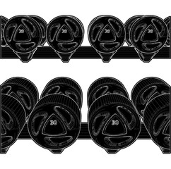Dumbbell Rack Horizontal Vector. Illustration Of Dumbbells Isolated On White Background.