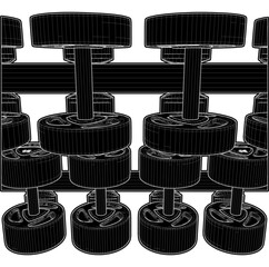 Dumbbell Rack Horizontal Vector. Illustration Of Dumbbells Isolated On White Background.