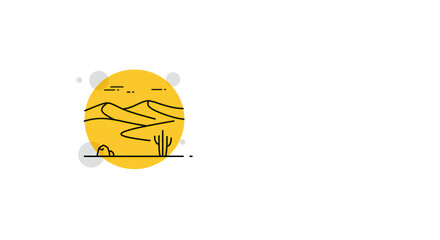 Desert Landscape Icon: Minimalist Sand Dunes and Cactus Design