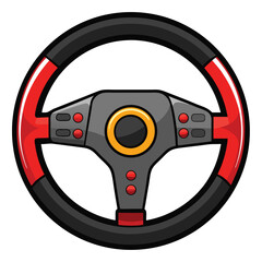 Steering wheel gaming instrument instrument isolated on white background