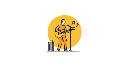 Street Performer - Minimalist Vector Illustration