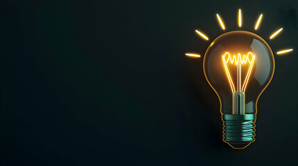 Glowing Lightbulb On Dark Background