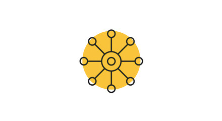 Network Hub: Connected Nodes on Yellow