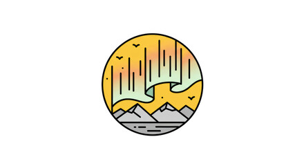 Aurora Borealis Circle Graphic