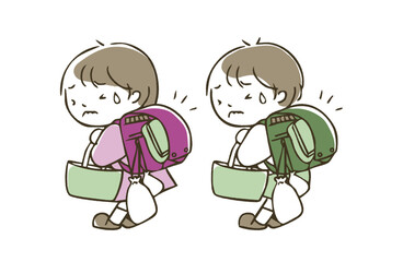 重いランドセルを背負った男の子と女の子