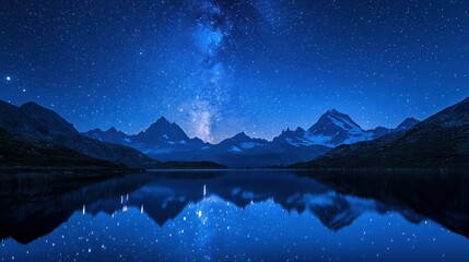 Milky Way's Embrace: Nighttime Serenity over Mountain Lake