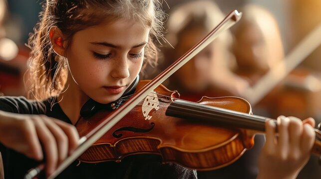 A young violinist practicing for an orchestra audition.
