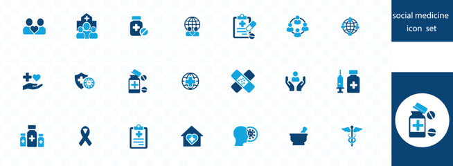 social medicine icon set . retirement, caregiver, accessibility, health, care, pensioner, generation, hospice, ageing and nursing home icons