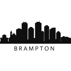 Naklejka premium Brampton Skyline with Ontario, and Canada Cityscape Silhouette.