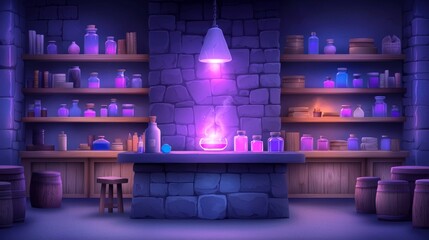 A Glowing Cauldron In A Mystical Workshop