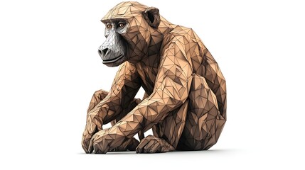 Fototapeta premium Geometric sculpted representation of a seated monkey.