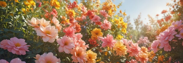 Vibrant watercolor blooms, summer garden  Lush petals, sunny hues ,  nature,  blue