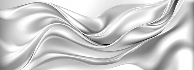 Obraz premium Elegant abstract silver satin fabric drape with soft waves and subtle light reflections for backgrounds