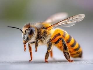 Close-up Honeybee in Flight