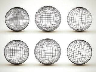 Wireframe Globes Set