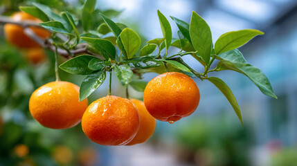 Tangy citrus fruits hanging fresh
