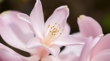 Fototapeta premium Close-up of Japanese Magnolia's Pink Petals and Stamen
